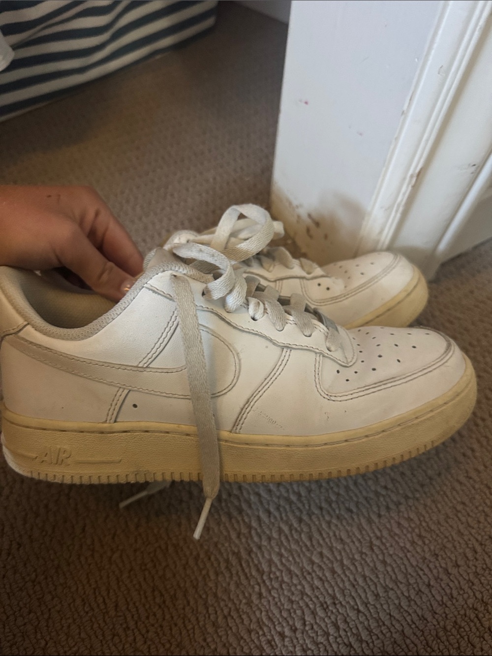 Nike White Low-Top Leather Sneakers with Off-White Sole